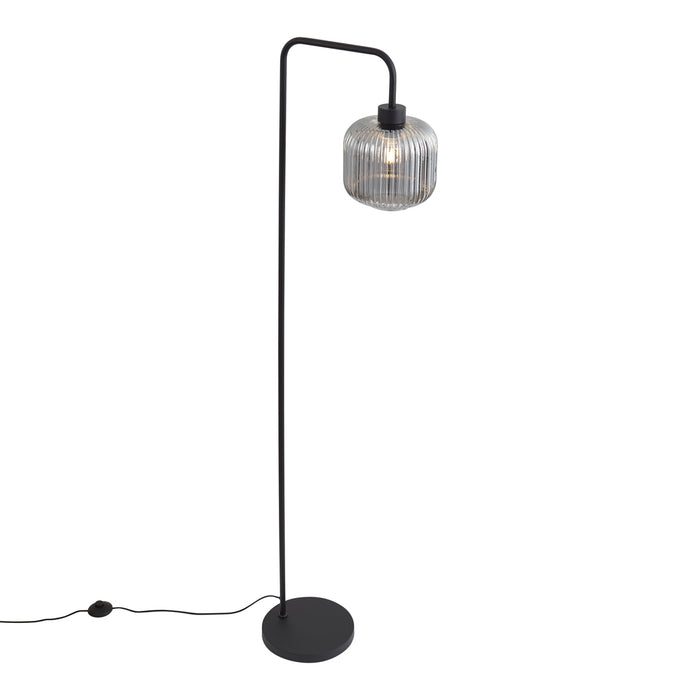 QAZQA Design vloerlamp zwart met smoke glas - Ana