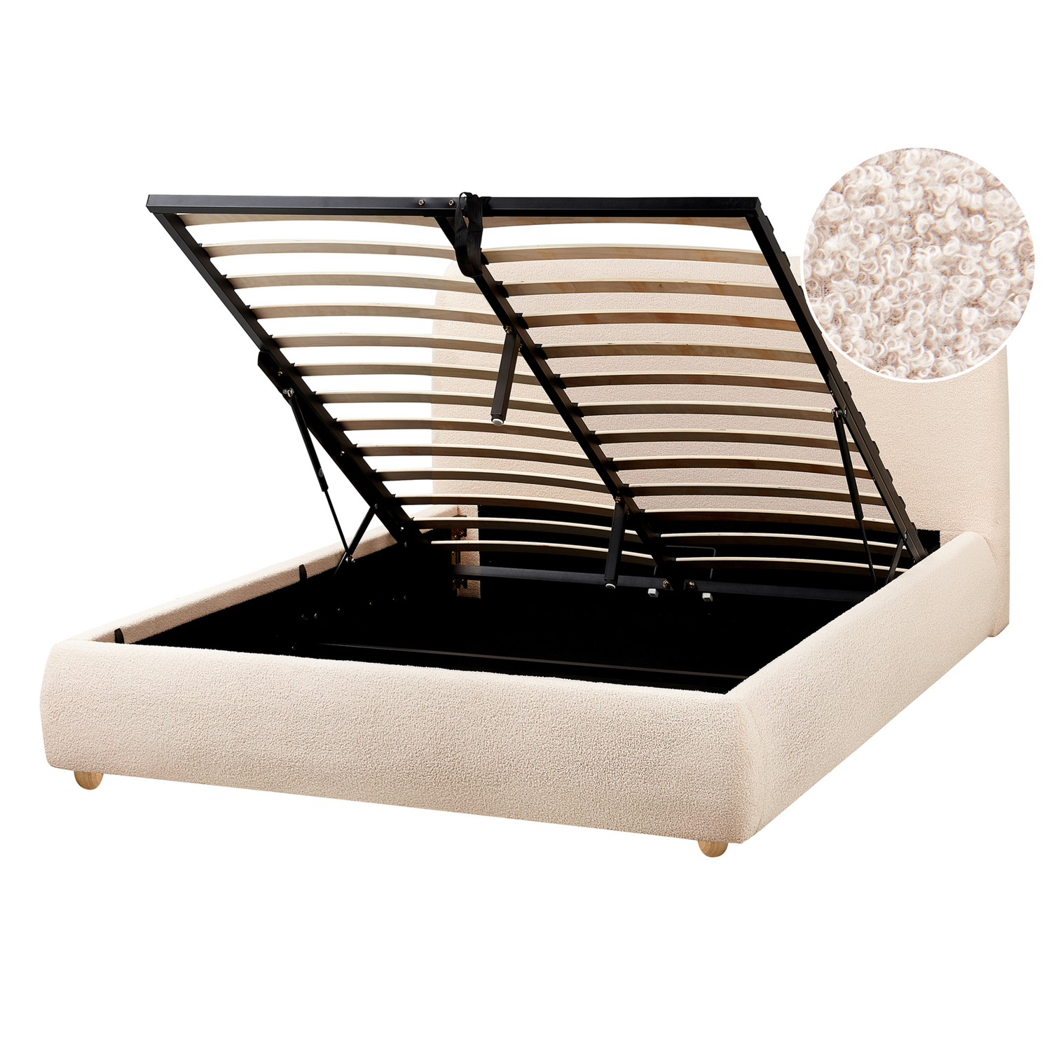 Beliani - BLAGNAC - Tweepersoonsbed - Lichtbeige - 140 x 200 cm - Stof