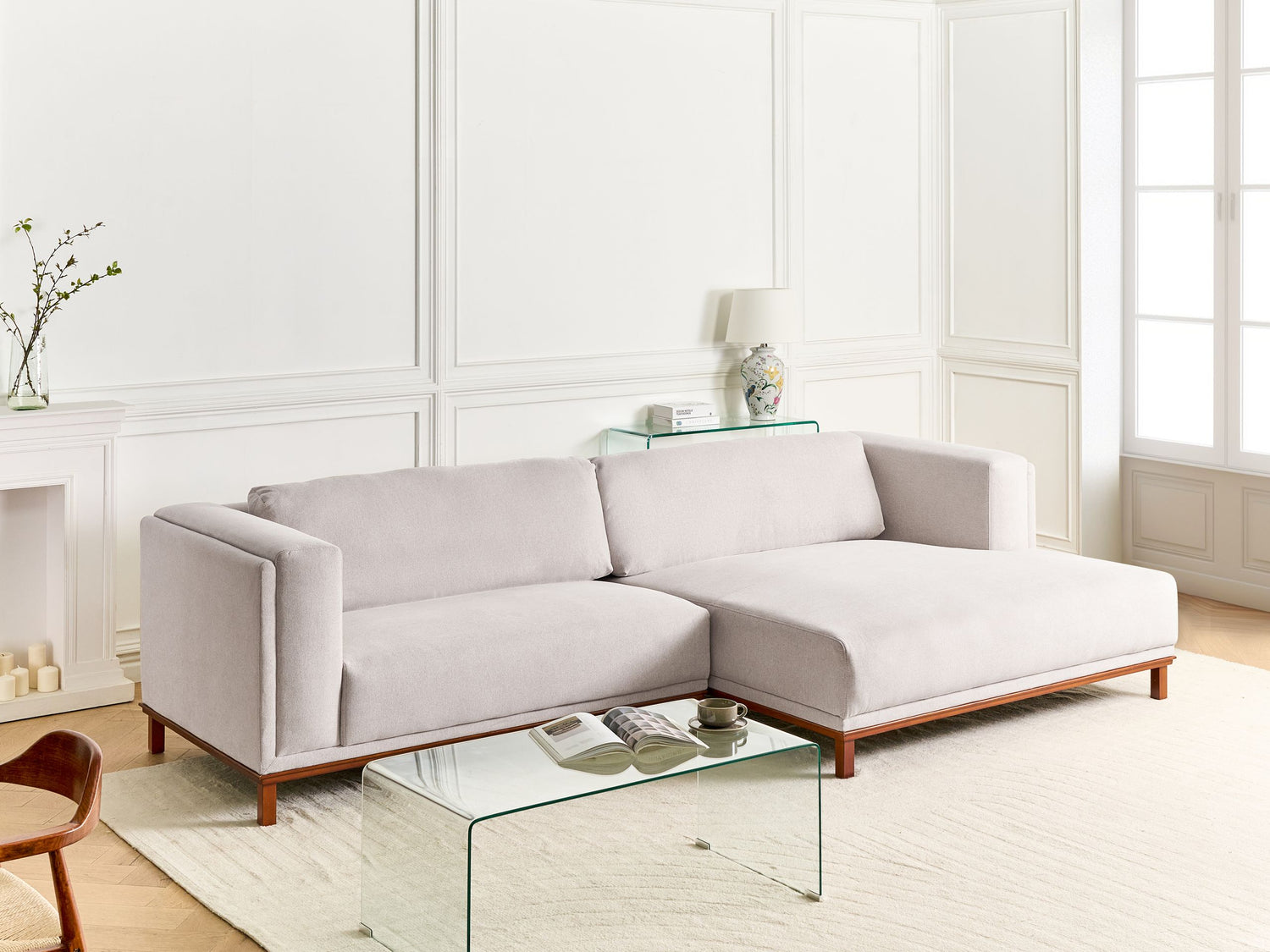 Beliani - VENG - Hoekbank - Lichtbeige - Linkszijdig - Polyester