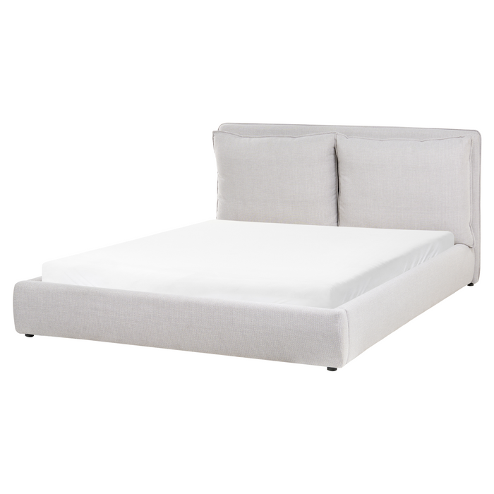 Beliani - BAJONNA - Tweepersoonsbed - Lichtgrijs - 160 x 200 cm - Stof