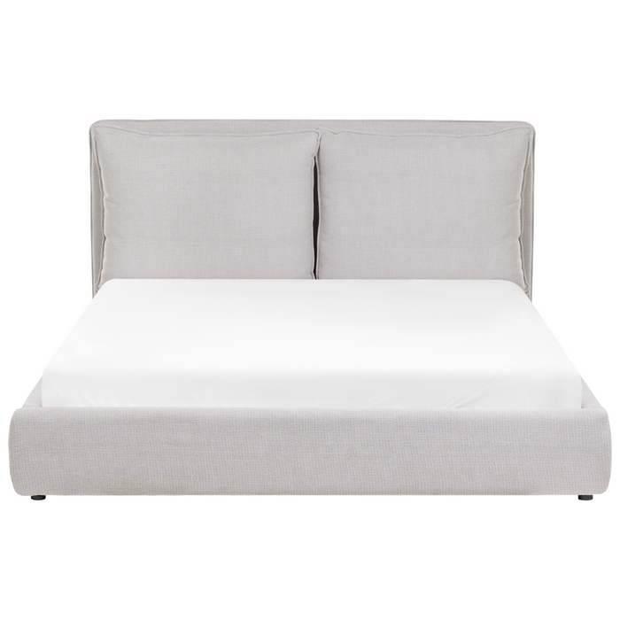 Beliani - BAJONNA - Tweepersoonsbed - Lichtgrijs - 160 x 200 cm - Stof