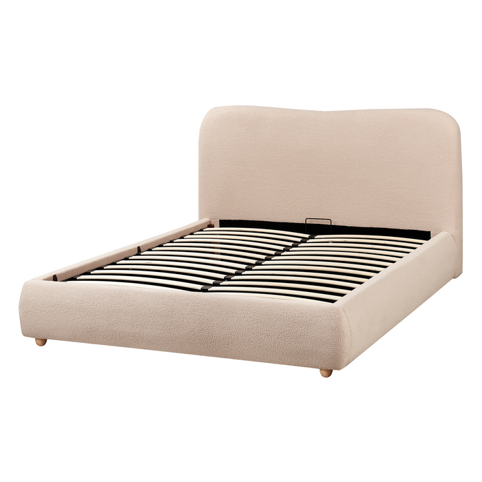 Beliani - BLAGNAC - Tweepersoonsbed - Beige - 140 x 200 cm - Bouclé