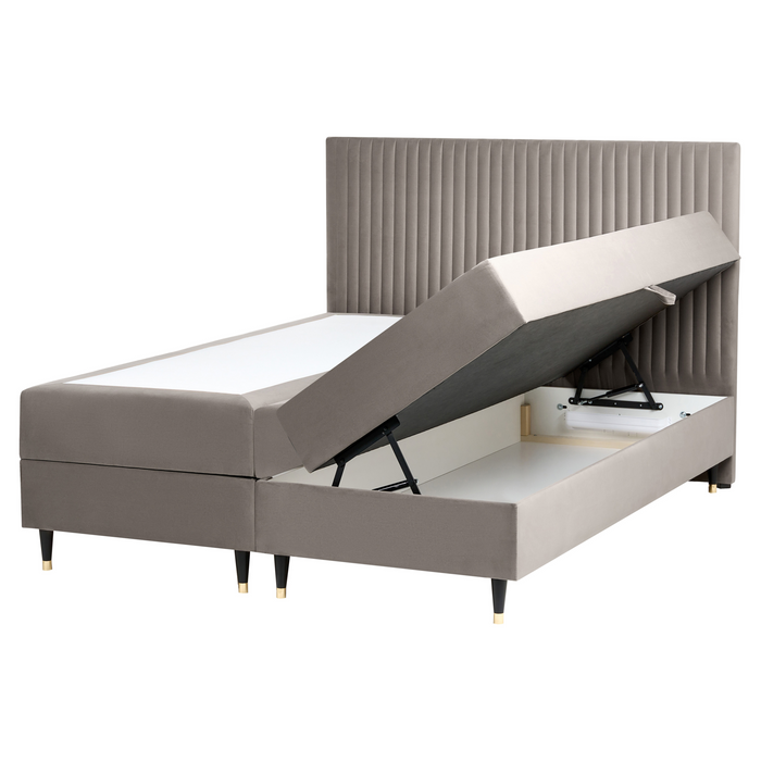 Beliani - DAME - Boxspringbed - Taupe - 160 x 200 cm - Fluweel