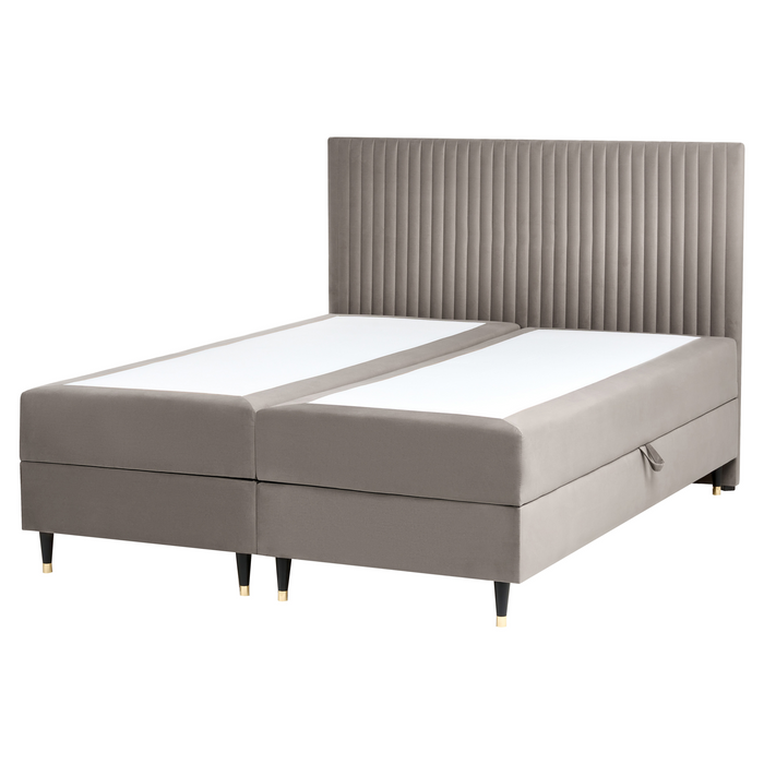 Beliani - DAME - Boxspringbed - Taupe - 160 x 200 cm - Fluweel