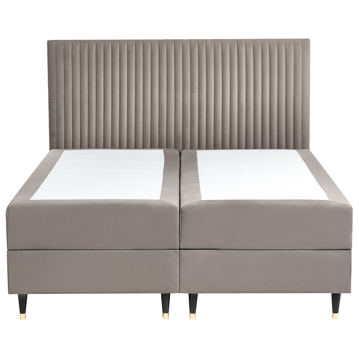 Beliani - DAME - Boxspringbed - Taupe - 160 x 200 cm - Fluweel