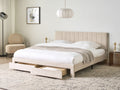 Beliani-LONZAC-Bed met opbergruimte-Beige-180 x 200 cm-Fluweel