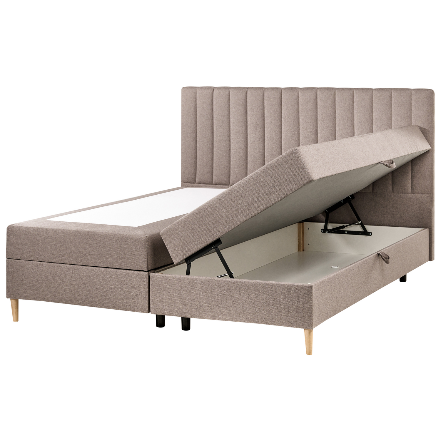 Beliani - OFFICER - Boxspringbed - Taupe - 180 x 200 cm - Polyester