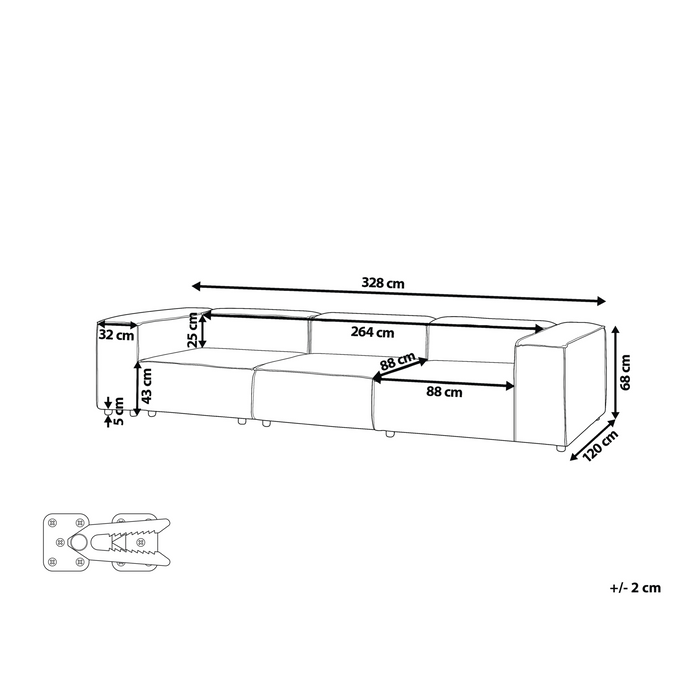 Beliani - ARDAL - Driezitsbank - Lichtbruin - Corduroy