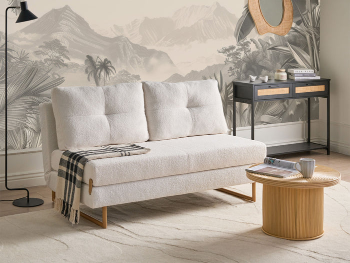 Beliani - JERSLEV - 3-zits slaapbank - Off-white - Bouclé