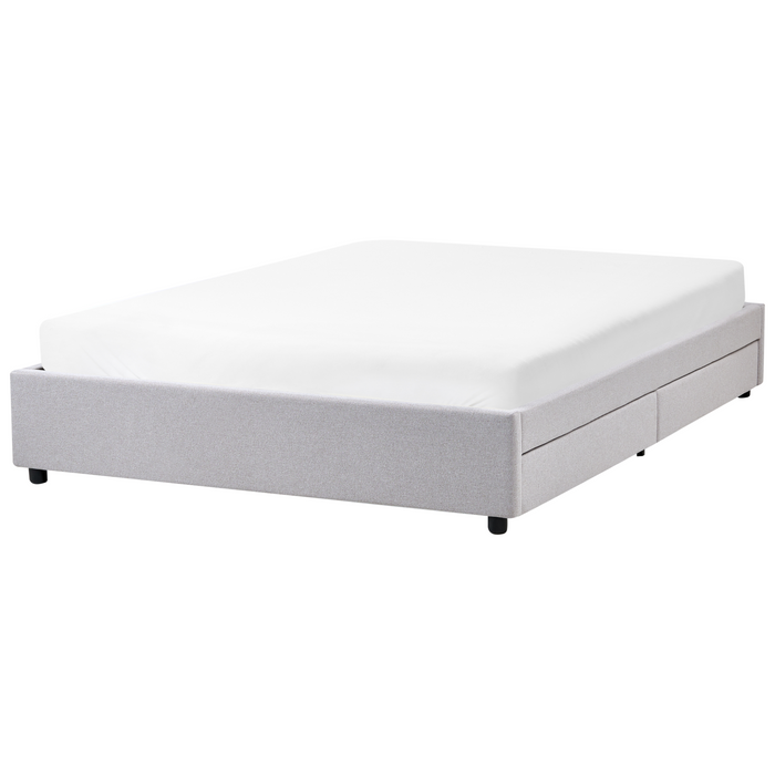 Beliani-PRADES-Bed met opbergruimte-Lichtgrijs-160 x 200 cm-Polyester