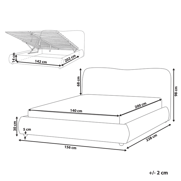 Beliani - BLAGNAC - Tweepersoonsbed - Lichtbeige - 140 x 200 cm - Stof