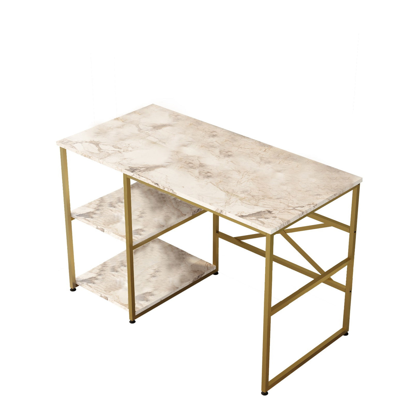 Giga Meubel - Bureau Rechthoek Marmerlook|Goud - 120x60x75cm - Vigaro
