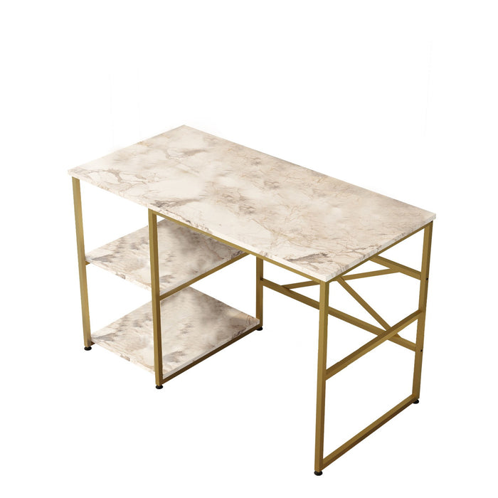 Giga Meubel - Bureau Rechthoek Marmerlook|Goud - 120x60x75cm - Vigaro