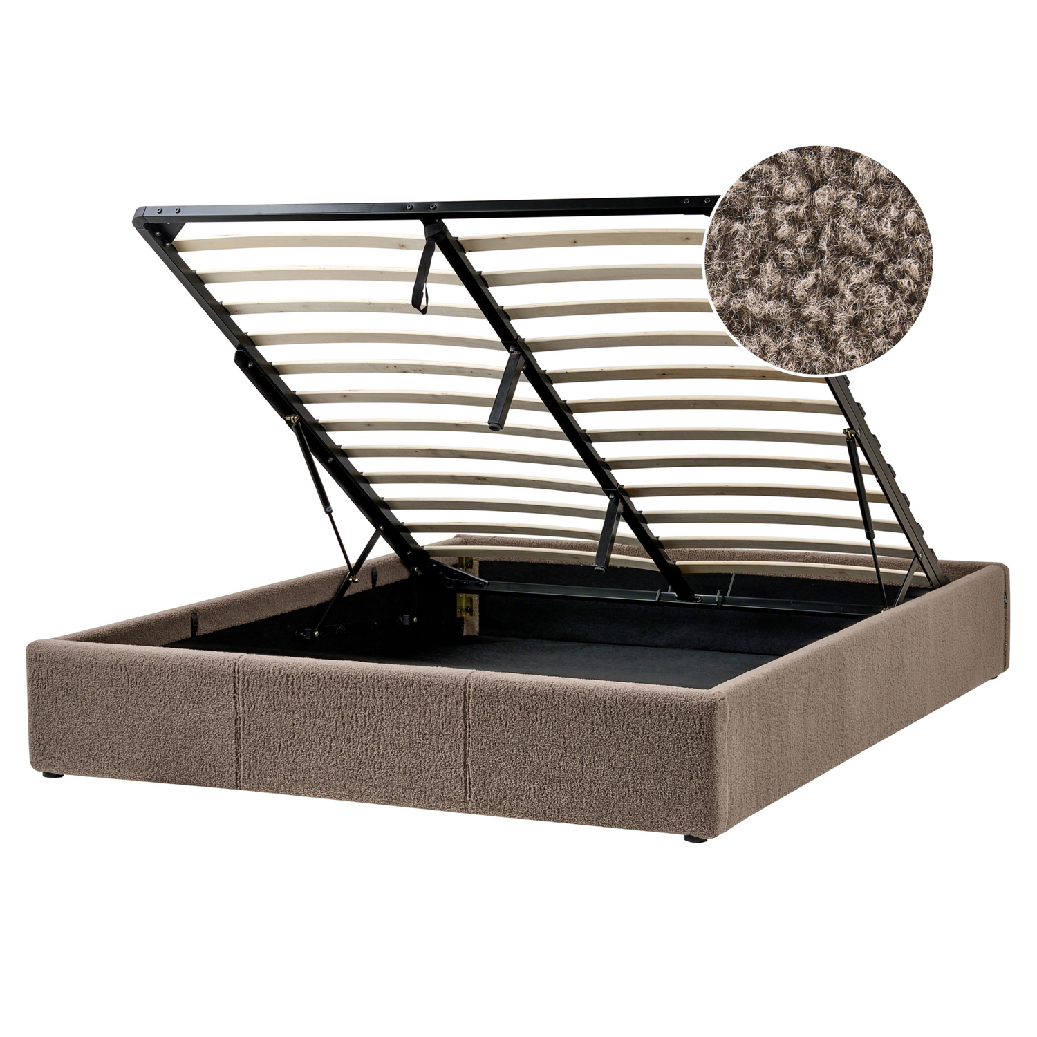 Beliani - DINAN - Tweepersoonsbed - Taupe - 160 x 200 cm - Bouclé