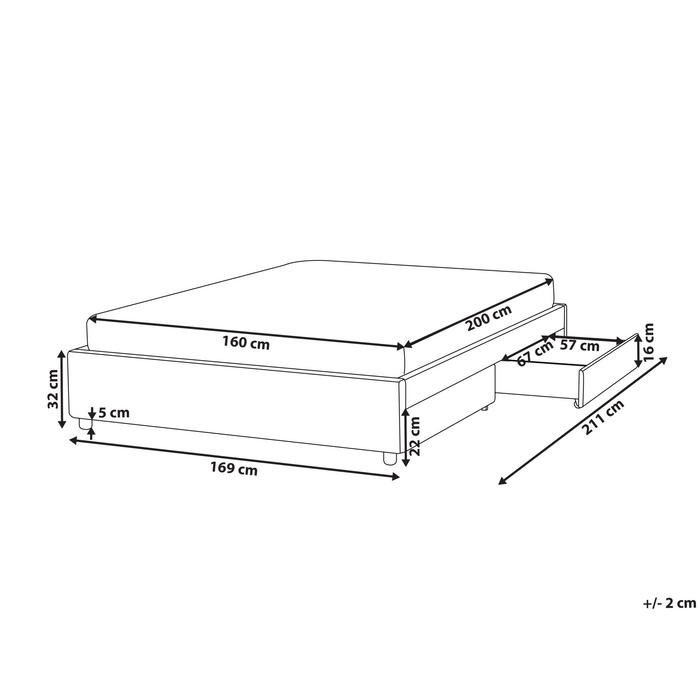 Beliani-PRADES-Bed met opbergruimte-Lichtgrijs-160 x 200 cm-Polyester