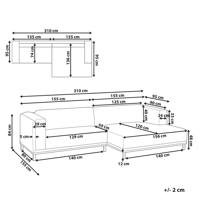 Beliani - VENG - Hoekbank - Grijs - Linkszijdig - Polyester