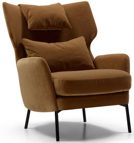 Sits Alex Fauteuil Bruin met Rug en Nek Kussen