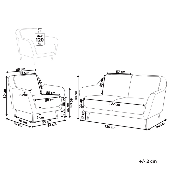 Beliani - EIBY - Bankenset - Beige - Bouclé
