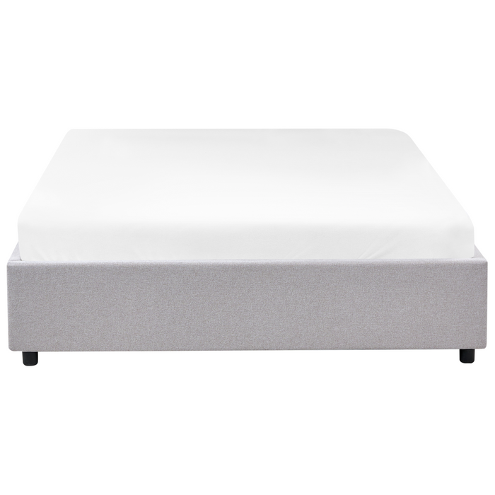 Beliani-PRADES-Bed met opbergruimte-Lichtgrijs-140 x 200 cm-Polyester