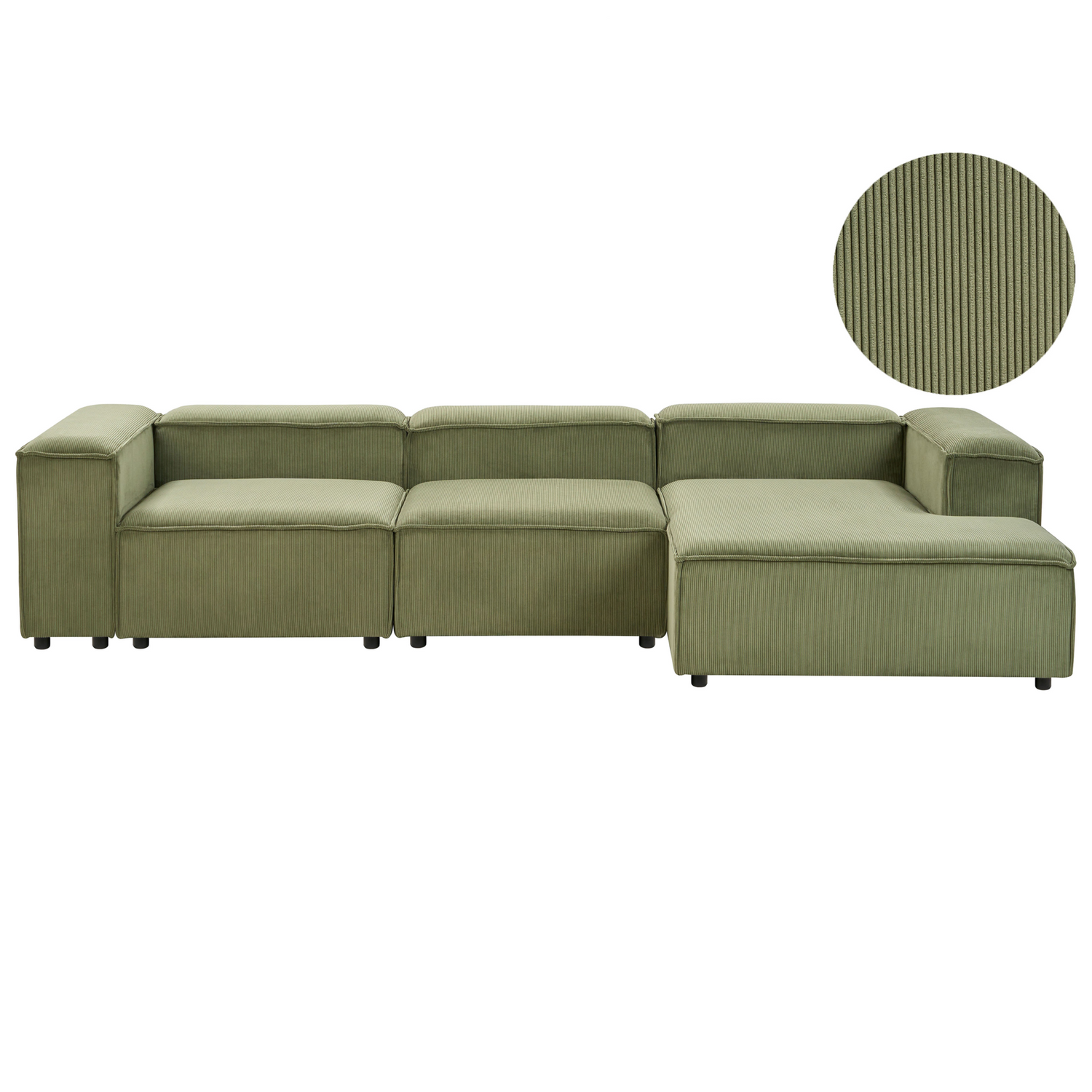 Beliani - ARDAL - Vierzitsbank - Groen - Linkszijdig - Corduroy