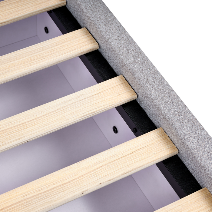 Beliani-PRADES-Bed met opbergruimte-Lichtgrijs-140 x 200 cm-Polyester