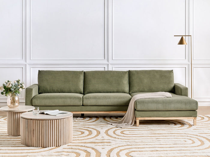 Beliani - SIGGARD - Hoekbank - Groen - Linkszijdig - Corduroy