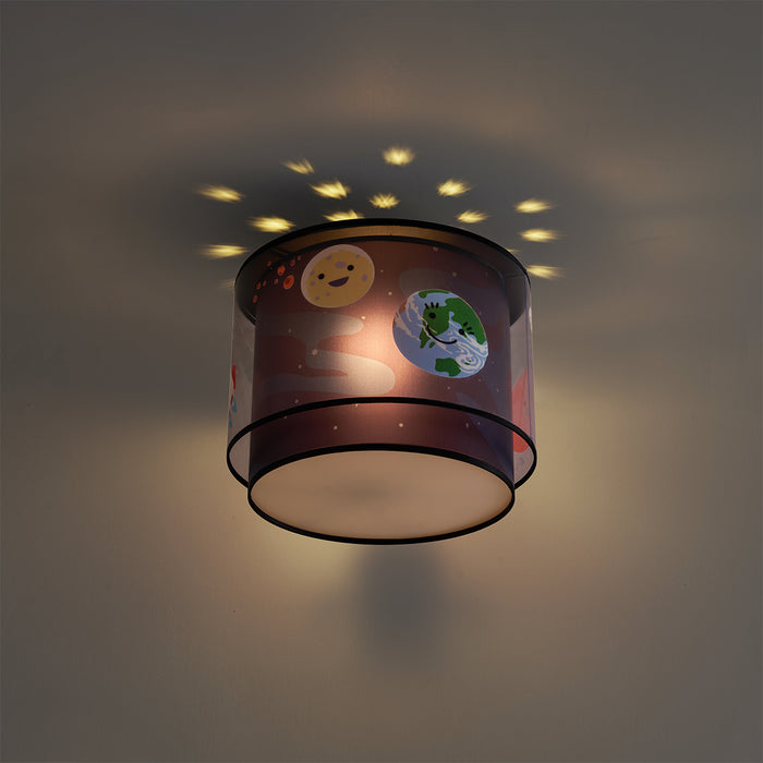 QAZQA Kinder plafondlamp zwart met ruimteschip en sterren - Harrie in