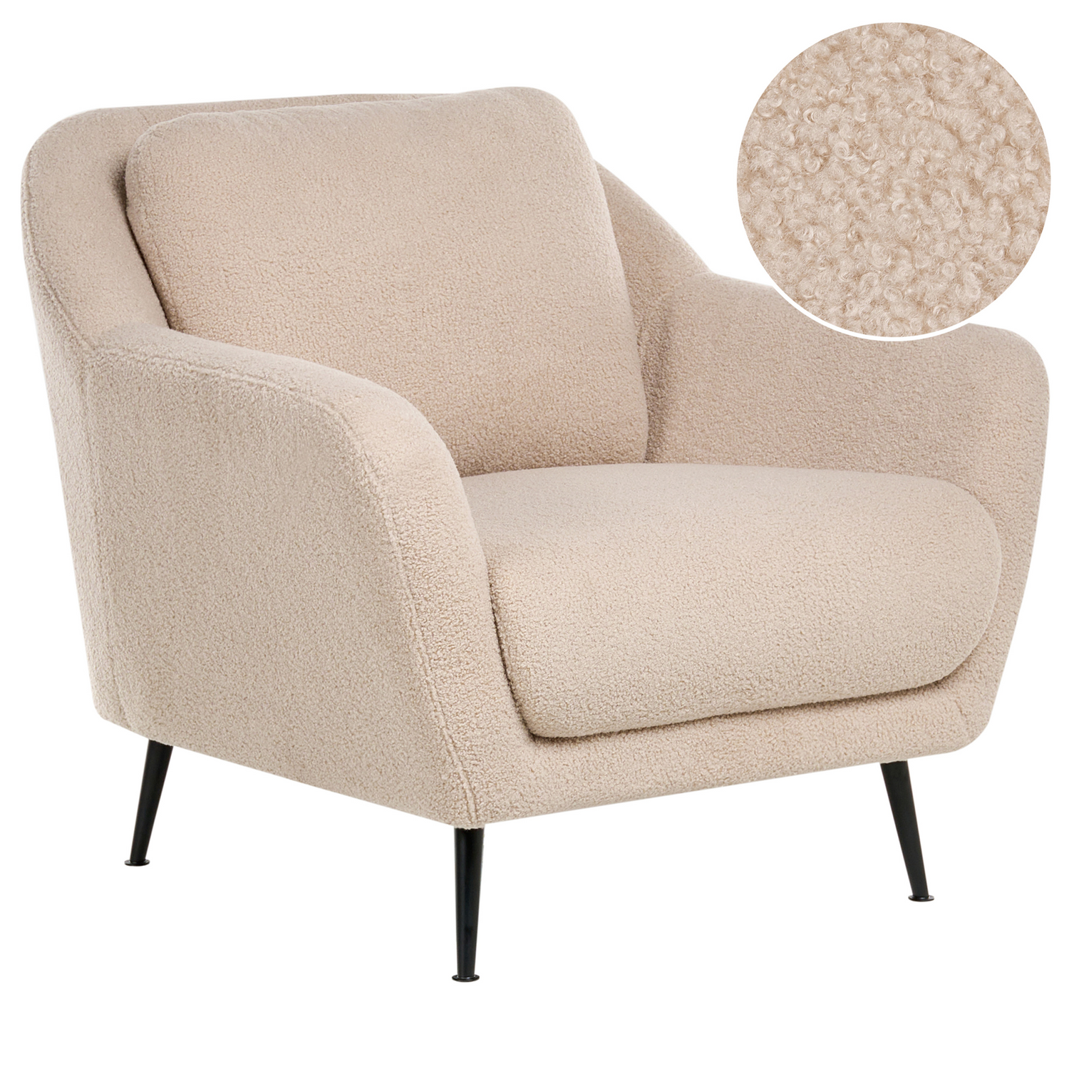 Beliani - EIBY - Fauteuil - Beige - Bouclé