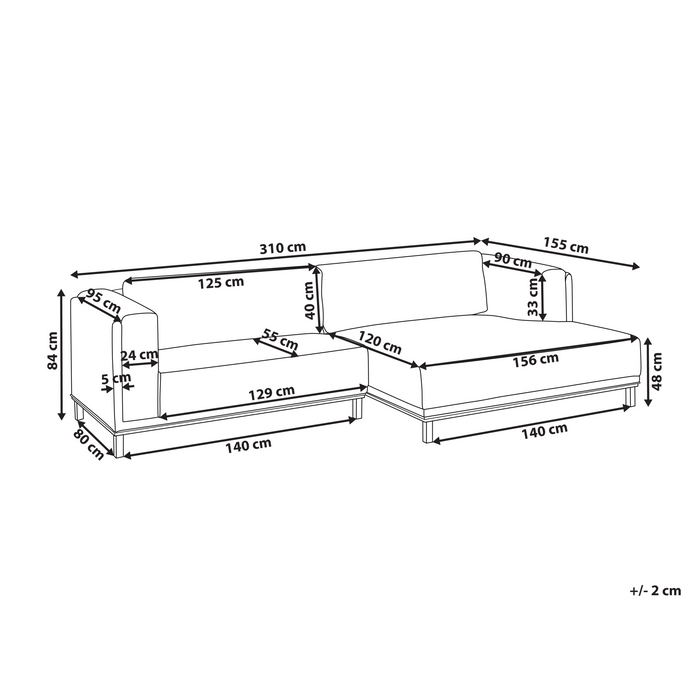 Beliani - VENG - Hoekbank - Taupe - Linkszijdig - Polyester