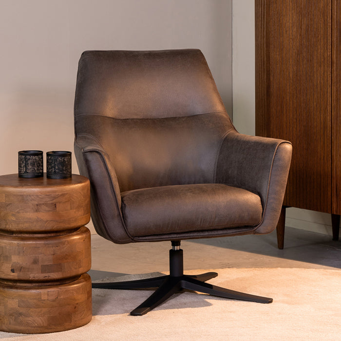 LABEL51 - Draaifauteuil Tod - Antraciet Micro Suede - Zwart Metaal