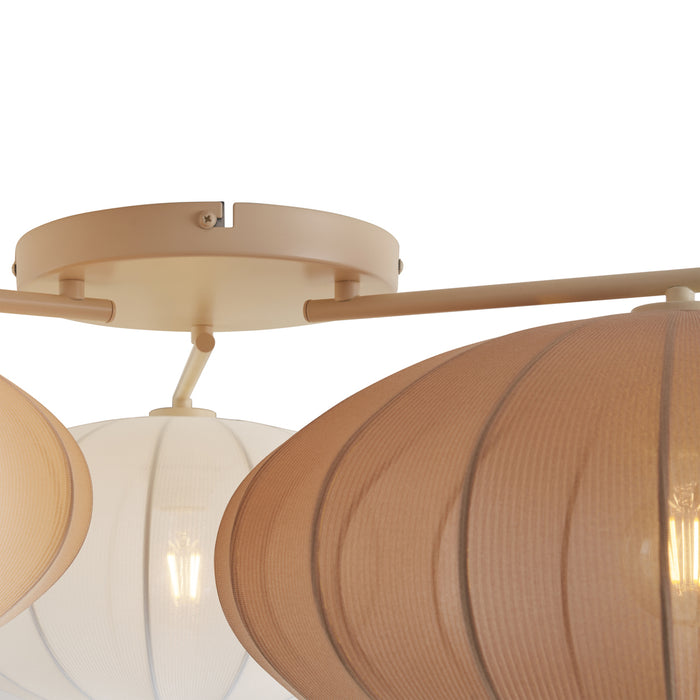 QAZQA Japandi plafondlamp wit met beige en bruin 3-lichts - Multi