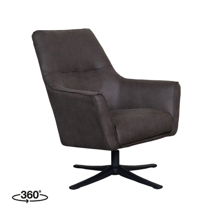 LABEL51 - Draaifauteuil Tod - Antraciet Micro Suede - Zwart Metaal