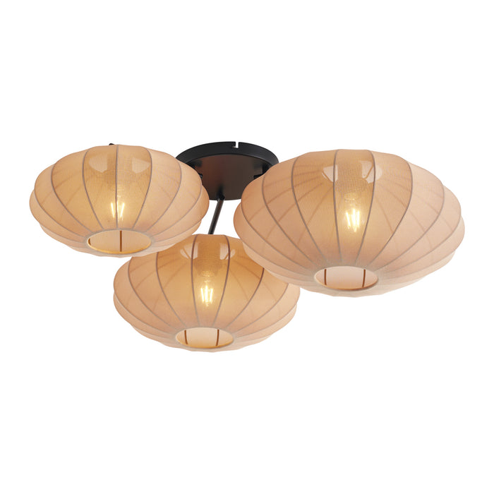 QAZQA Japandi plafondlamp bruin 3-lichts - Multi Bida
