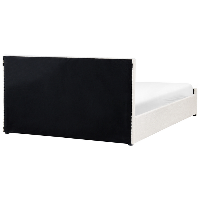 Beliani-ROCHEFORT-Bed opbergruimte-Gebroken wit-180 x 200 cm-Bouclé