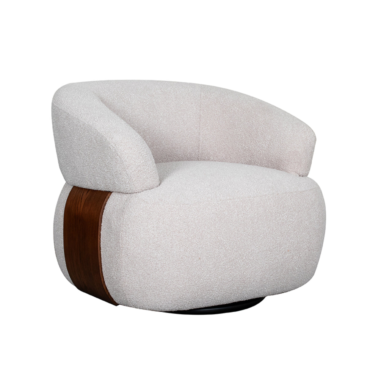 LABEL51 - Draaifauteuil Valenza - Naturel Boucle - Walnoot Eiken
