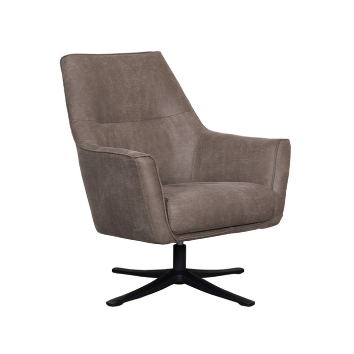 LABEL51 - Draaifauteuil Tod - Taupe Micro Suede - Zwart Metaal