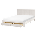 Beliani-LONZAC-Bed met opbergruimte-Gebroken wit-160 x 200 cm-Fluweel