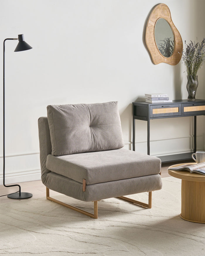 Beliani - JERSLEV - 1-zits slaapbank - Grijs - Polyester