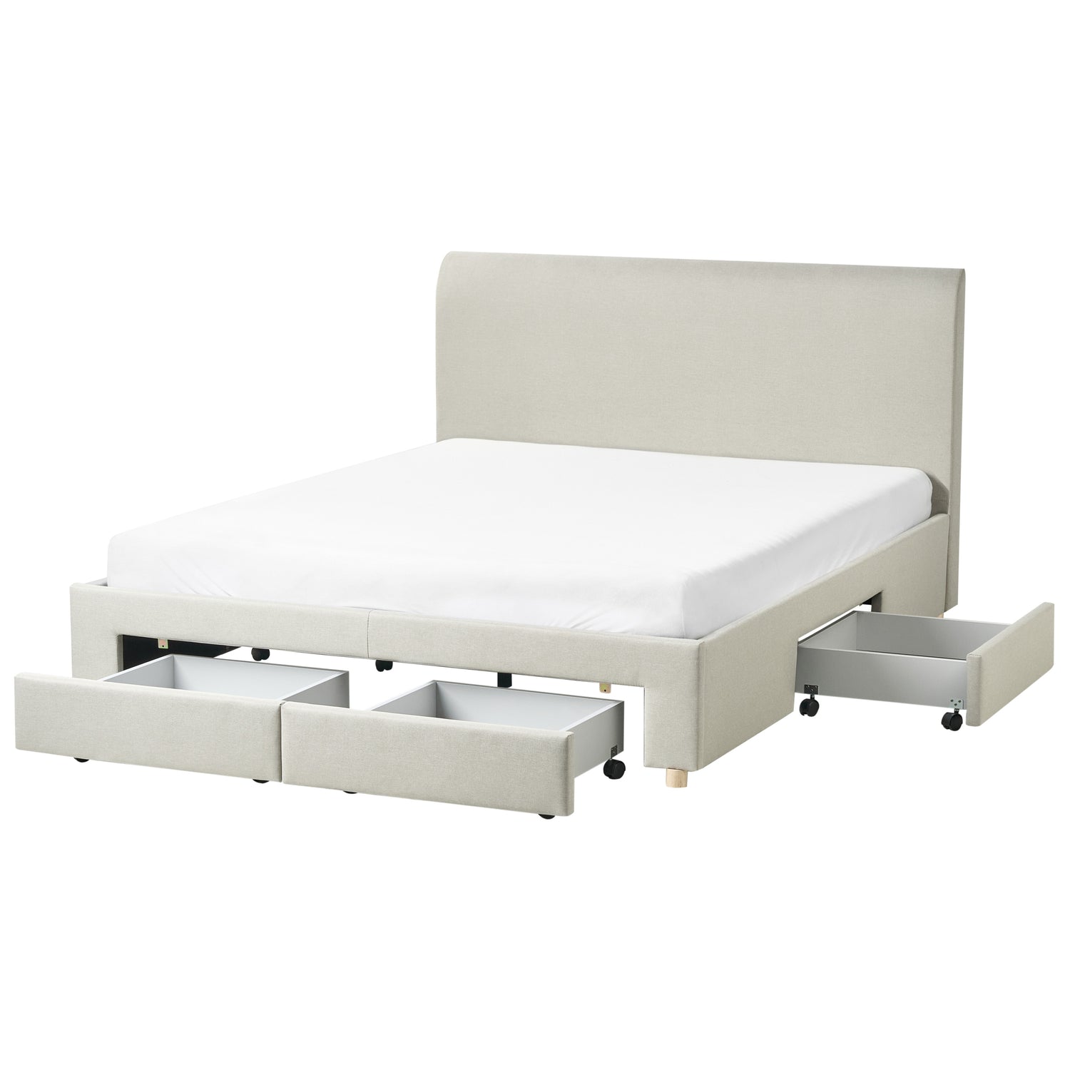 Beliani-SOUTRIN-Bed met opbergruimte-Beige-160 x 200 cm-Polyester