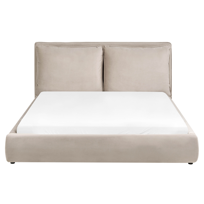 Beliani - BAJONNA - Tweepersoonsbed - Taupe - 160 x 200 cm - Stof