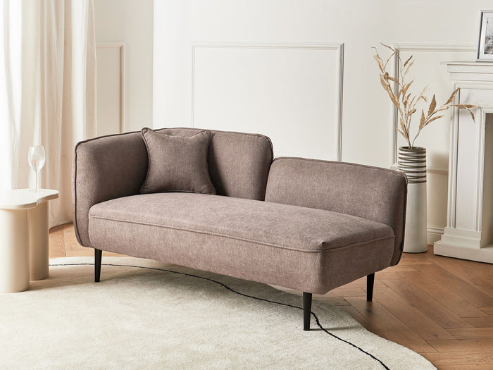 Beliani - CHEVANNES - Chaise longue - Lichtbruin - Linkszijdig - Stof