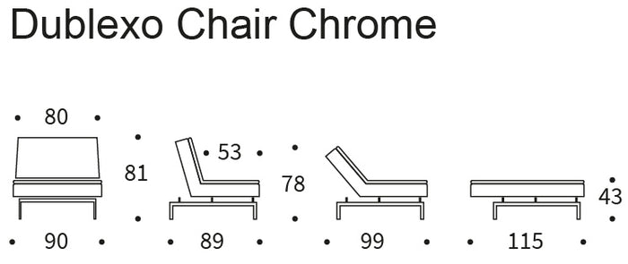 Innovation Dublexo Slaapstoel Taura Chocco | Chrome