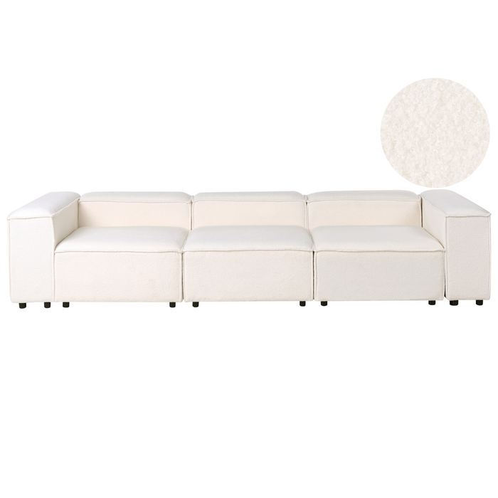 Beliani - ARDAL - Driezitsbank - Gebroken wit - Bouclé