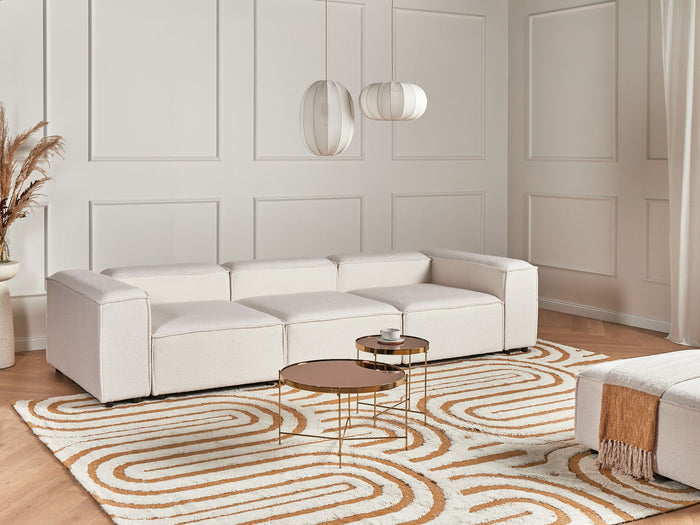 Beliani - ARDAL - Driezitsbank - Gebroken wit - Bouclé