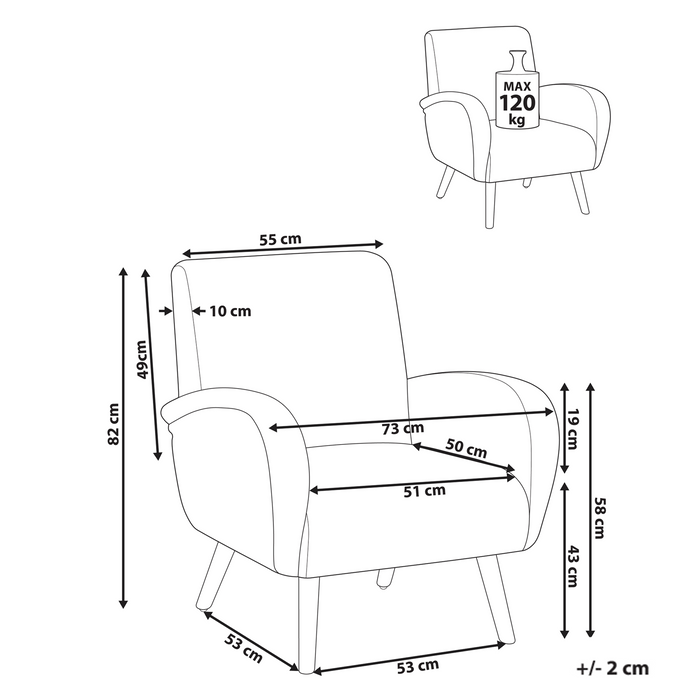 Beliani - PLASSEN - Fauteuil - Lichtbeige - Stof