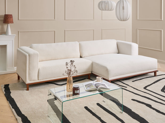 Beliani - VENG - Hoekbank - Gebroken wit - Linkszijdig - Bouclé