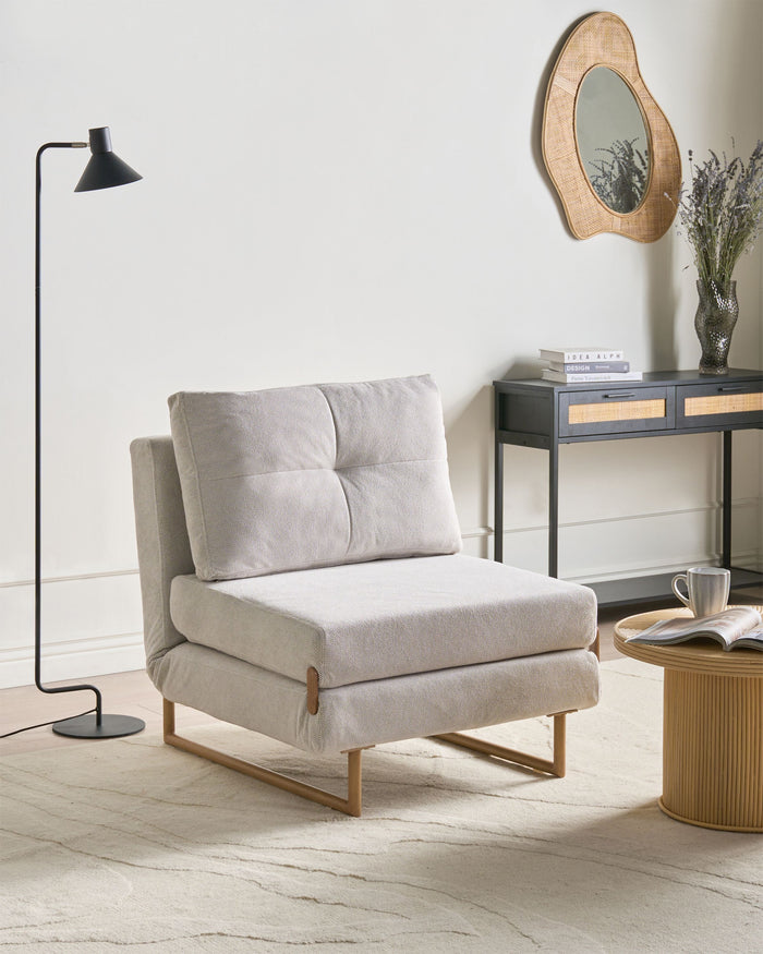 Beliani - JERSLEV - 1-zits slaapbank - Gebroken wit - Polyester