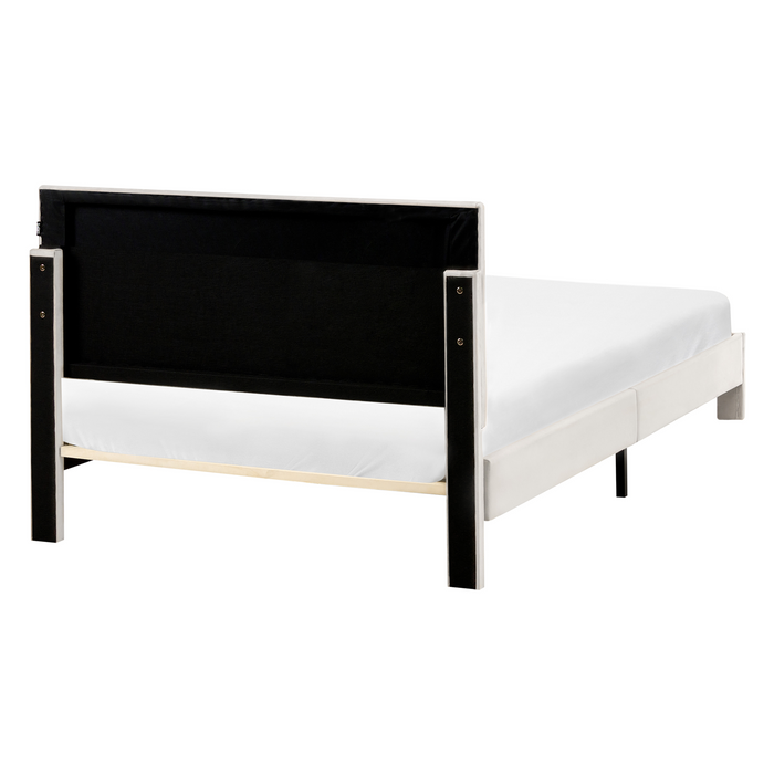 Beliani-LONZAC-Bed met opbergruimte-Gebroken wit-120 x 200 cm-Fluweel