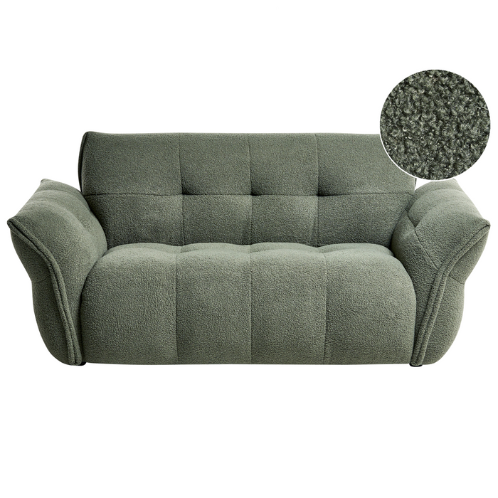 Beliani - HALBA - Tweezitsbank - Donkergroen - Bouclé