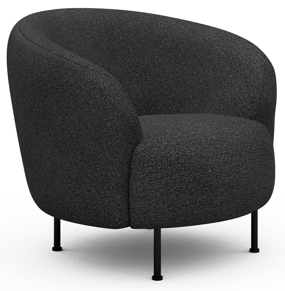 Kragelund Gran Fauteuil Houtskool Zwart Bouclé Cirkel-Poot